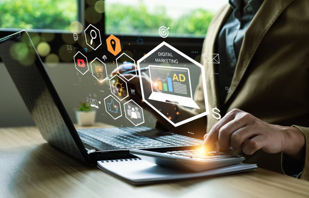 Digital online marketing commerce sale concept, Promotion of products or services through digital channels search engine, social media, email, website, Digital Marketing Strategies and Goals. SEO PPC Payal Banerjee - Elevating Businesses with Digital Expertise